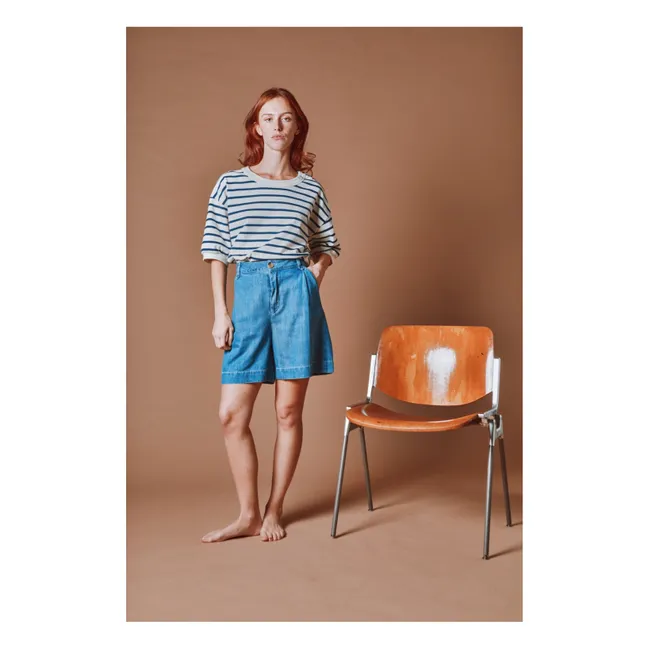 Sweat Marinière Coton Bio | Bleu marine