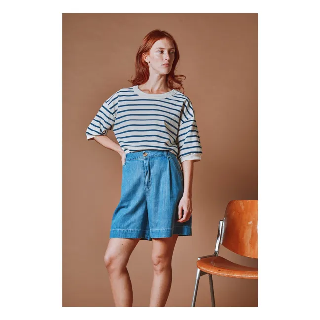 Sweat Marinière Coton Bio | Bleu marine