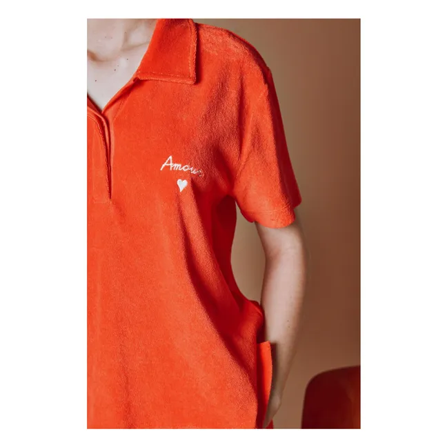 Polo Eponge Brodé | Coquelicot