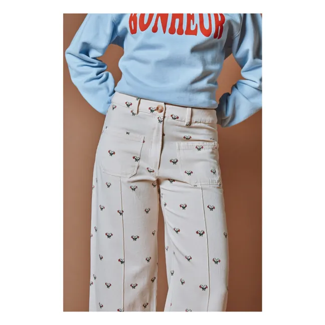 Pantalones de algodón Strawberry | Crema