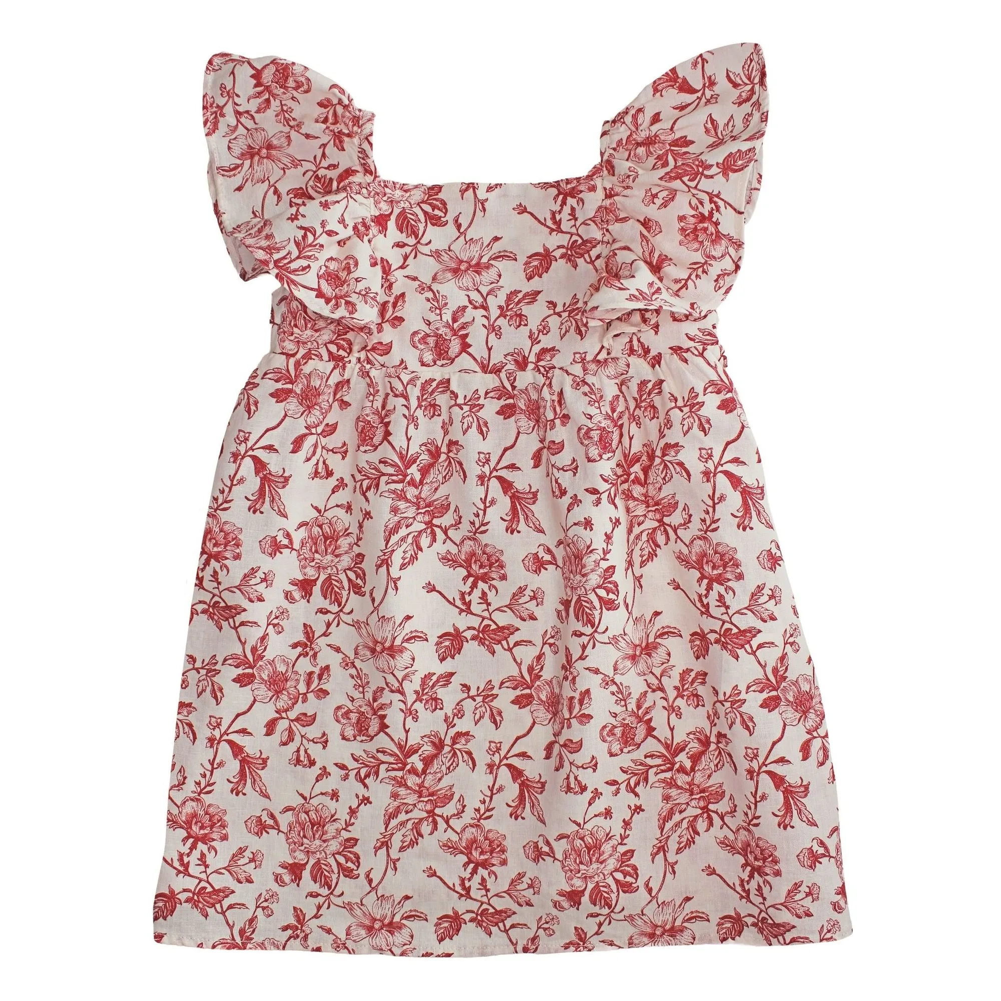 Babe & Tess Red Francesca Fleurie Linen Dress