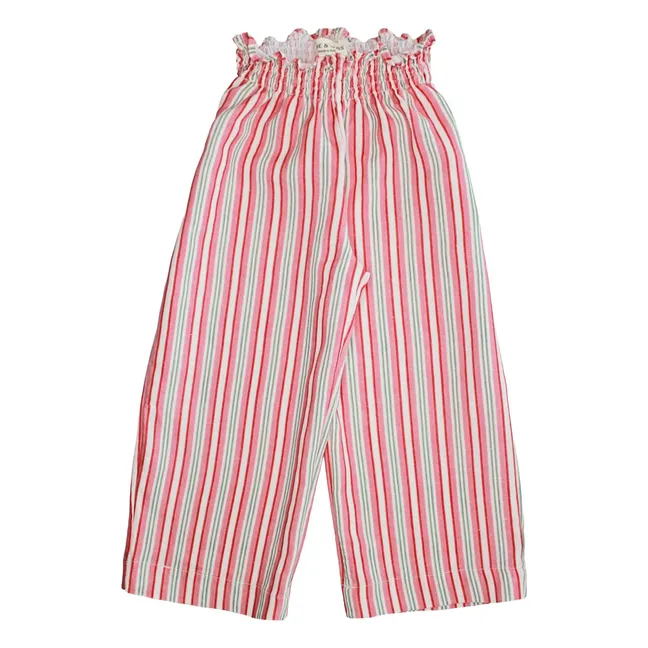 Pantaloni a righe in lino | Blu
