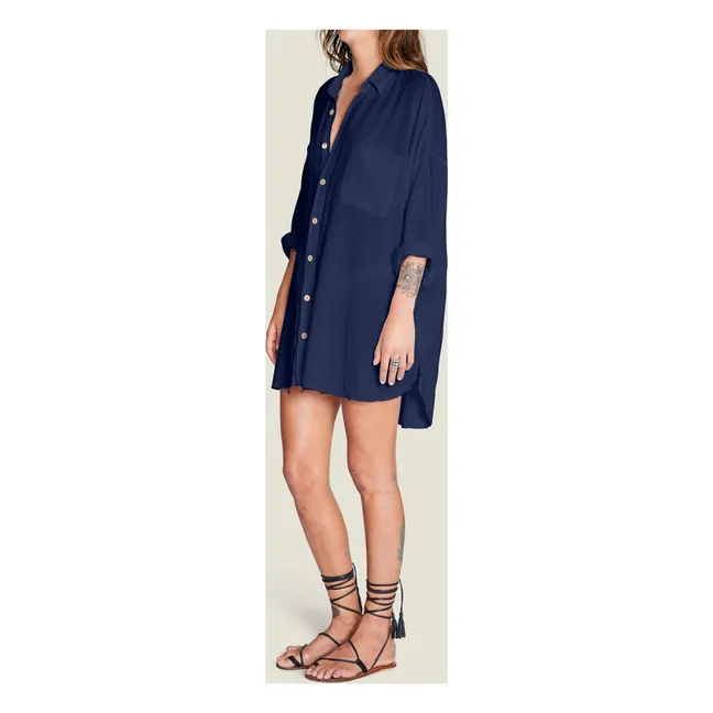 Mykonos cotton gauze dress | Navy blue