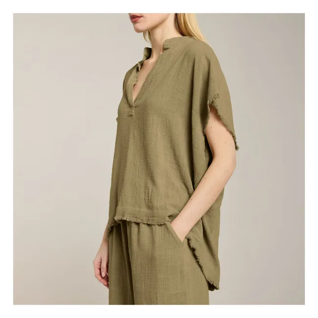 Blouse Porto Vecchio Gaze de Coton | Kaki
