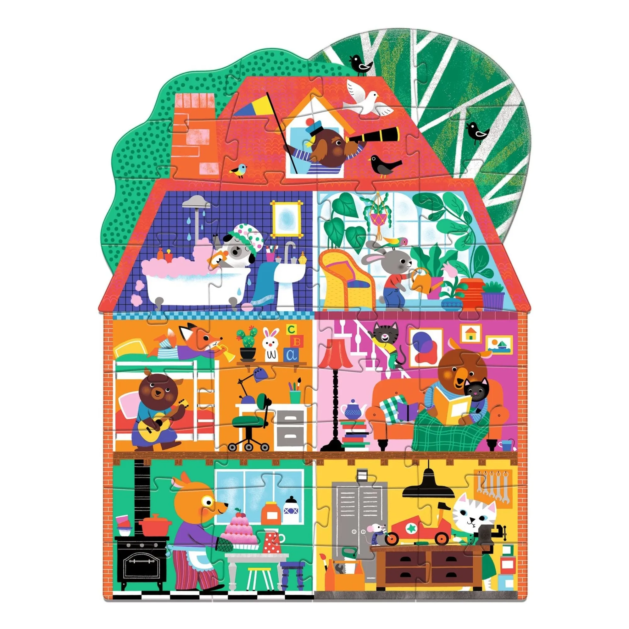 Djeco Multicoloured Maison Des Copains Puzzle - 36 Pieces