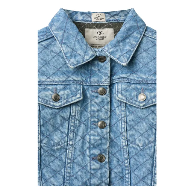 Denim Quilted Organic Cotton Jacket | Light Blue