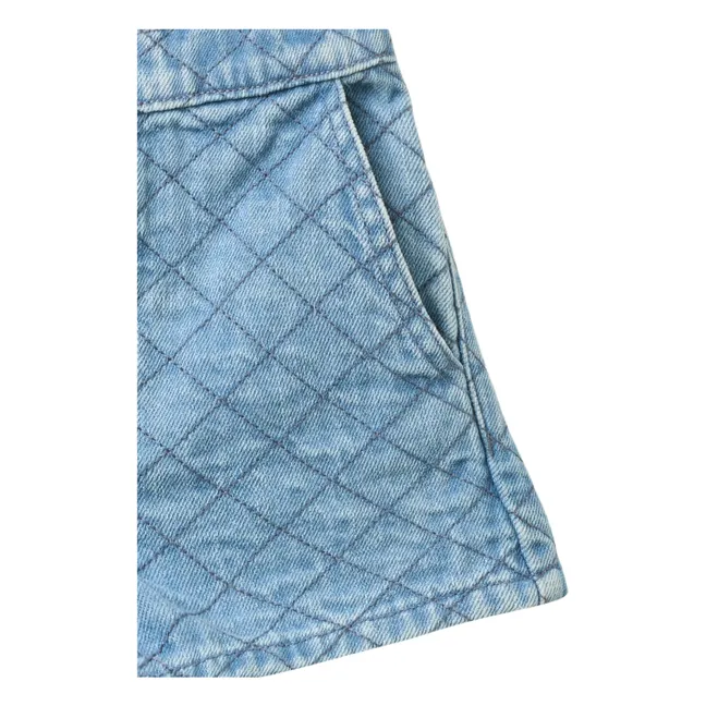 Organic Cotton Quilted Denim Shorts | Light Blue