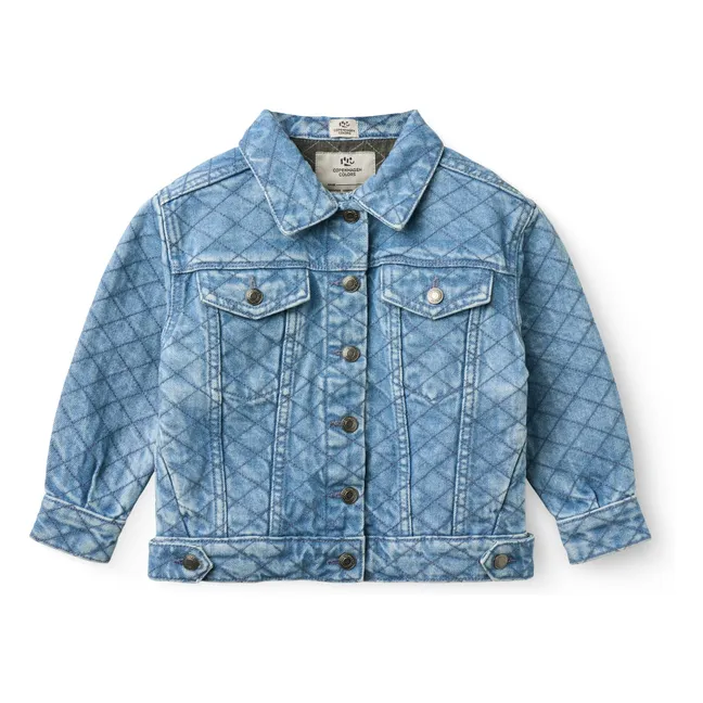 Denim Quilted Organic Cotton Jacket | Light Blue