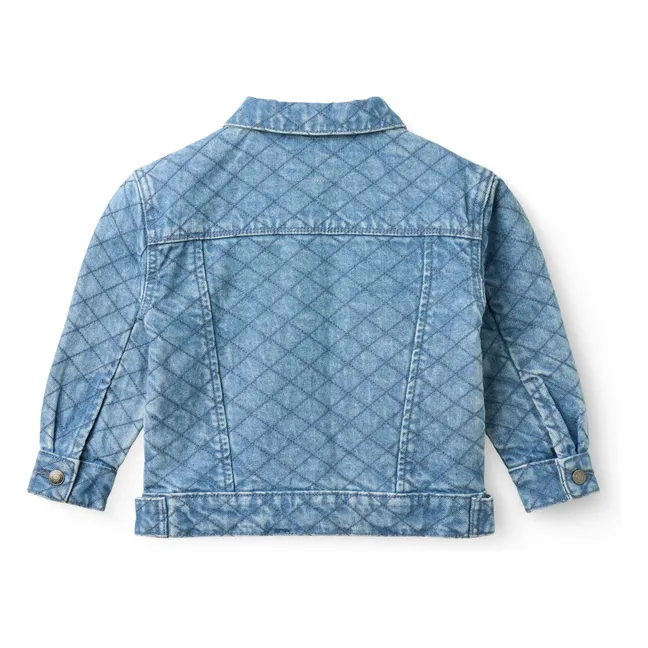 Denim Quilted Organic Cotton Jacket | Light Blue