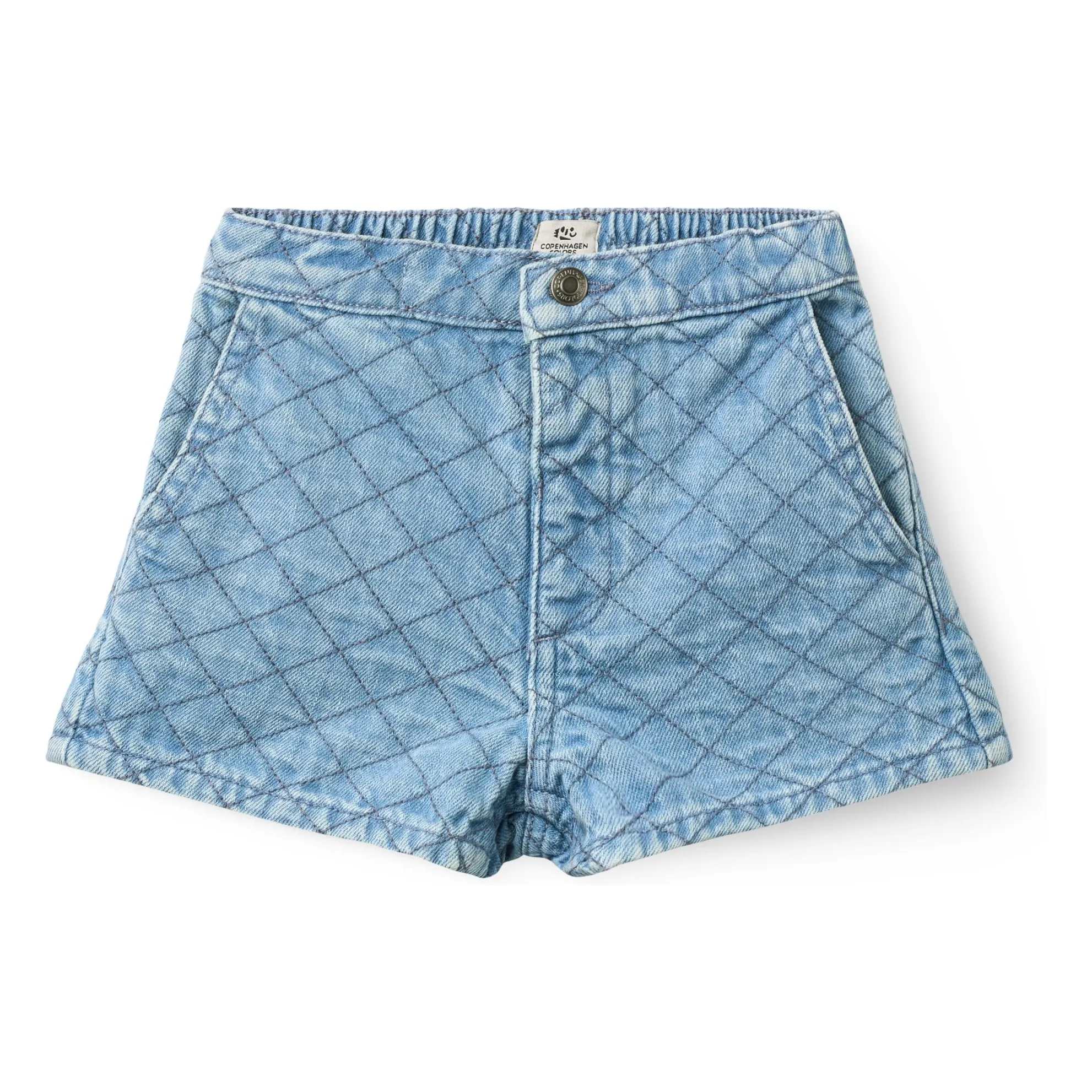 Copenhagen Colors Light Blue Organic Cotton Quilted Denim Shorts