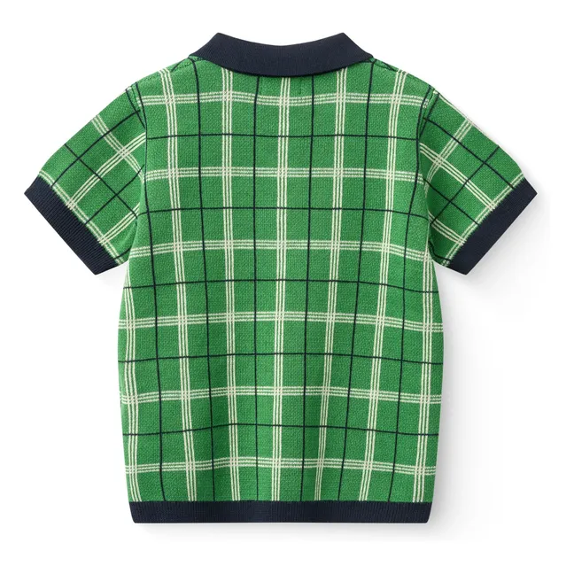 Polo-Shirt mit Karomuster aus Bio-Baumwolle | Wiesengrün