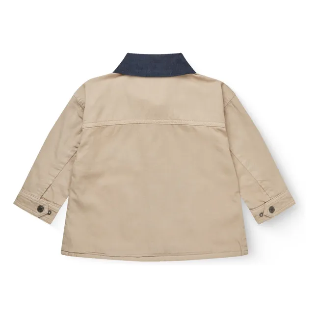 Chaqueta con cuello de algodón orgánico y sarga de terciopelo | Beige