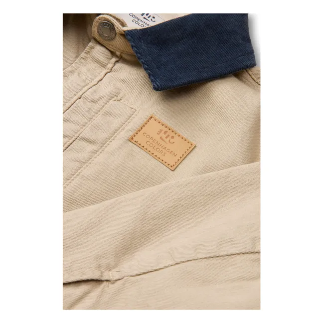 Chaqueta con cuello de algodón orgánico y sarga de terciopelo | Beige
