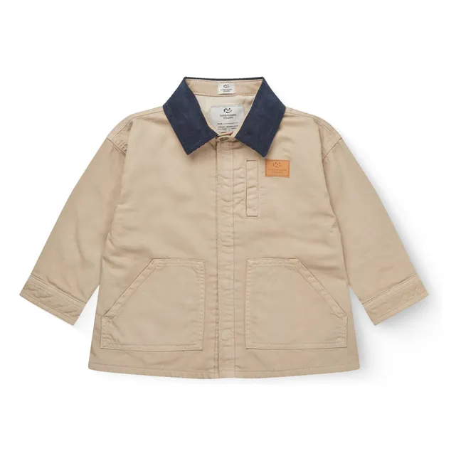 Chaqueta con cuello de algodón orgánico y sarga de terciopelo | Beige