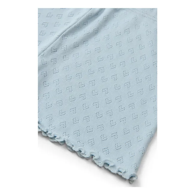 Pantalones cortos Pointelle de algodón orgánico | Azul Claro