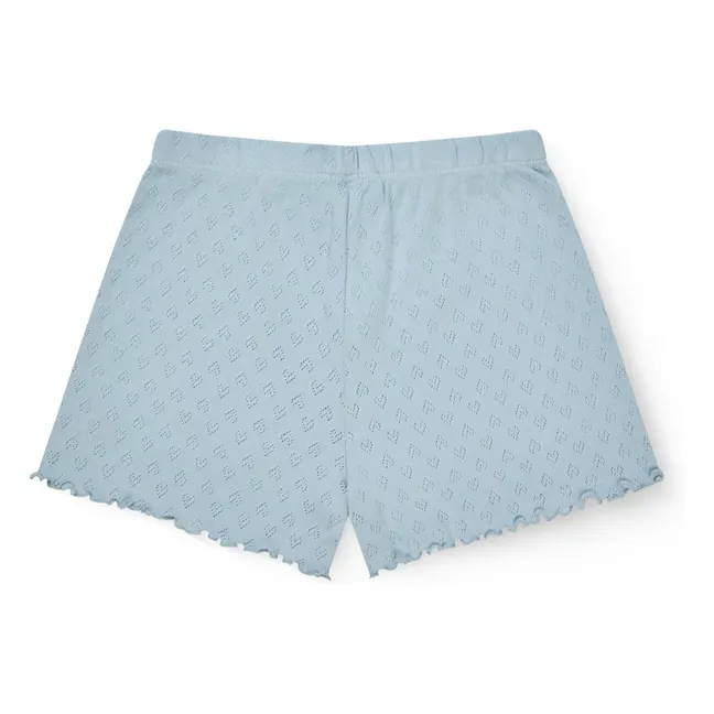 Pantalones cortos Pointelle de algodón orgánico | Azul Claro