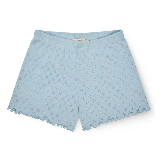 Pantalones cortos Pointelle de algodón orgánico | Azul Claro
