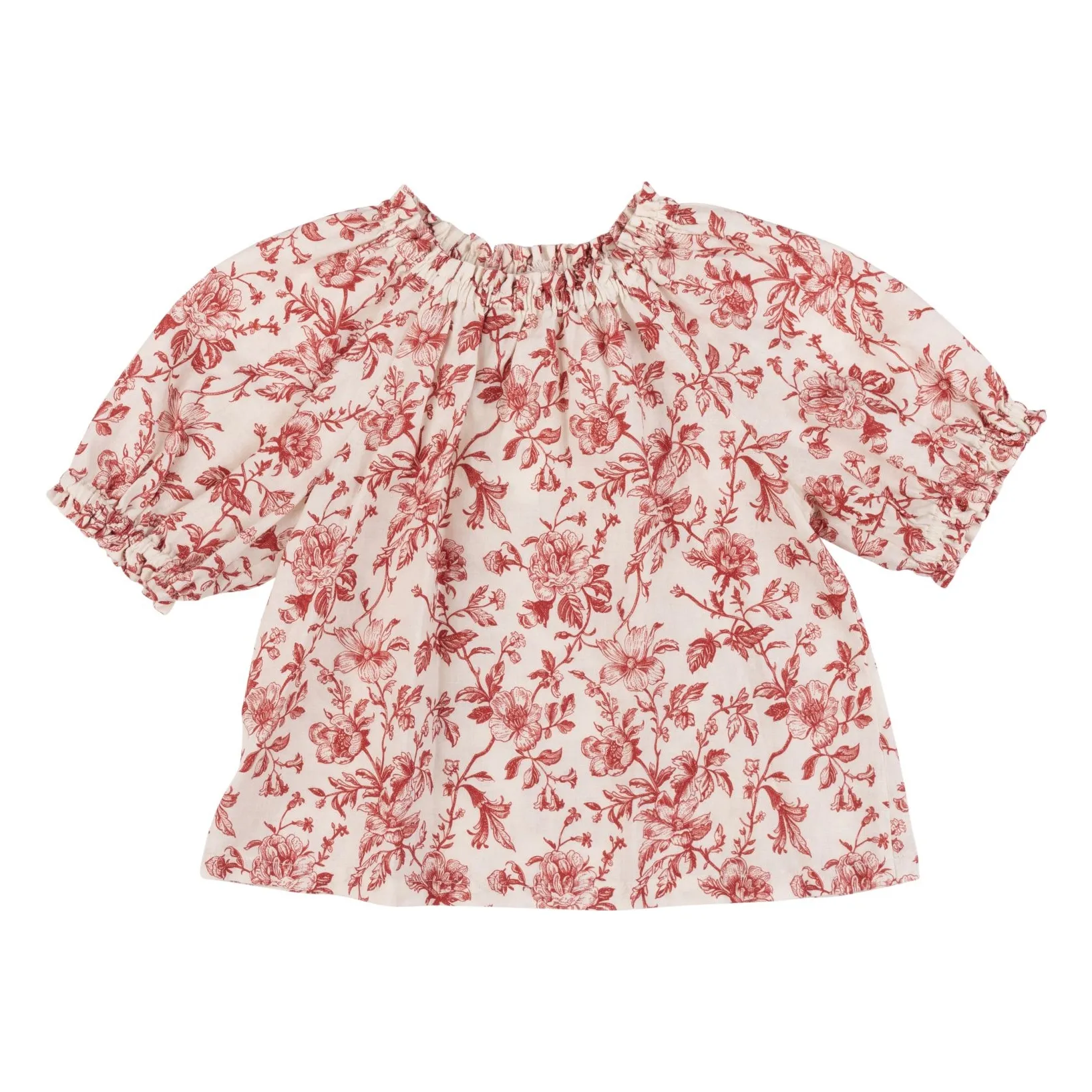 Babe & Tess Red Caterina Fleurie Linen Shirt
