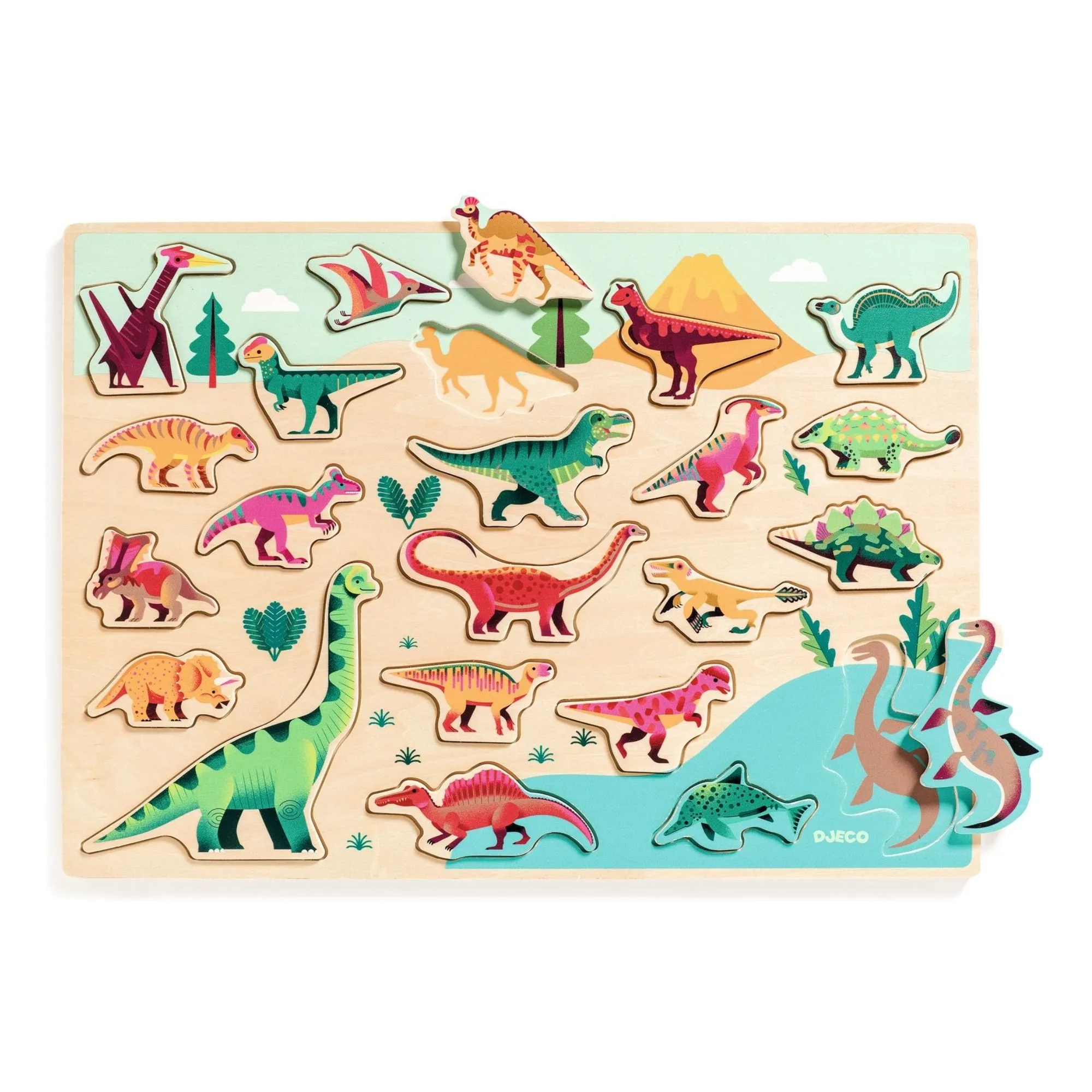 Djeco Multicoloured Dino Wooden Puzzle