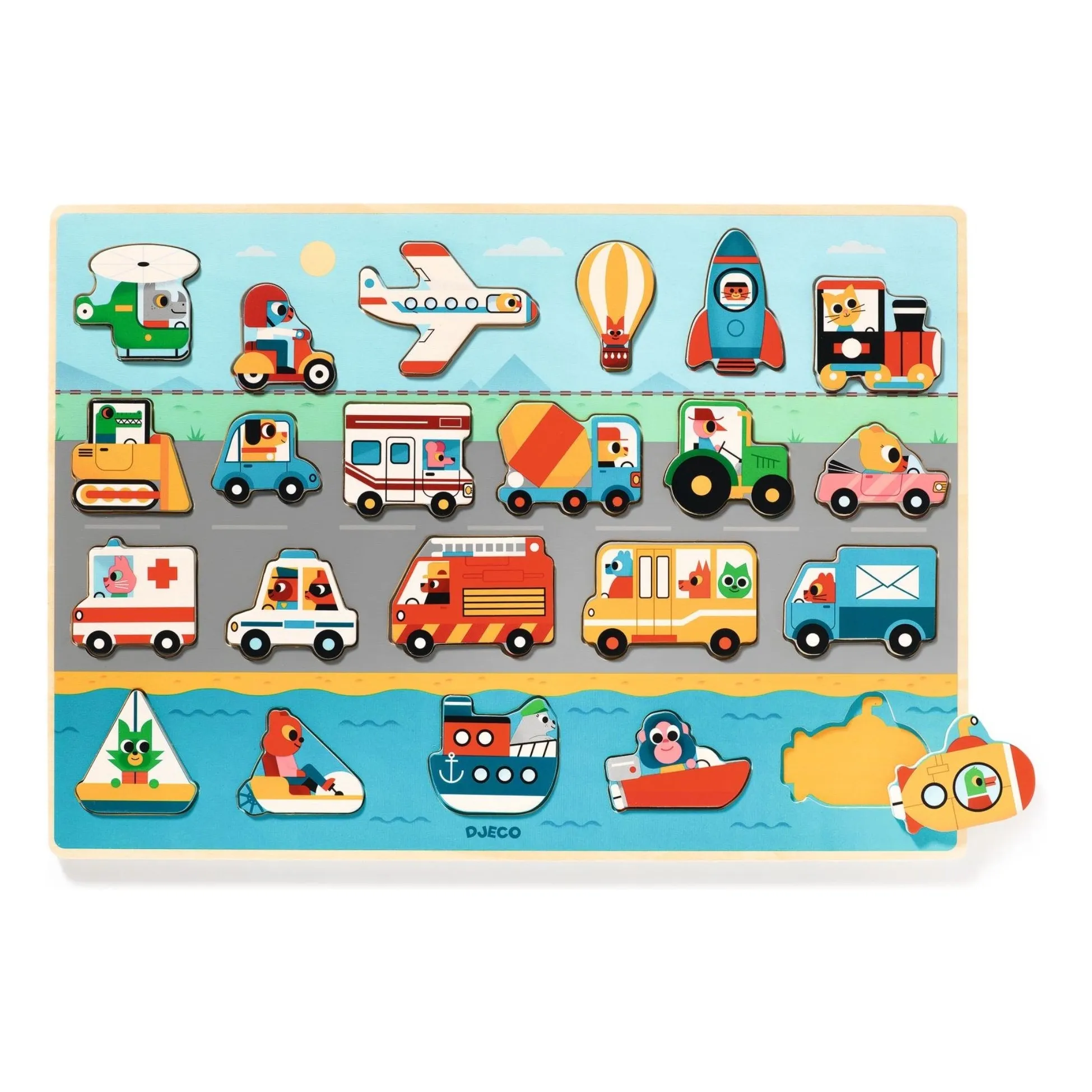 Djeco Multicoloured Wooden Puzzle Zoom