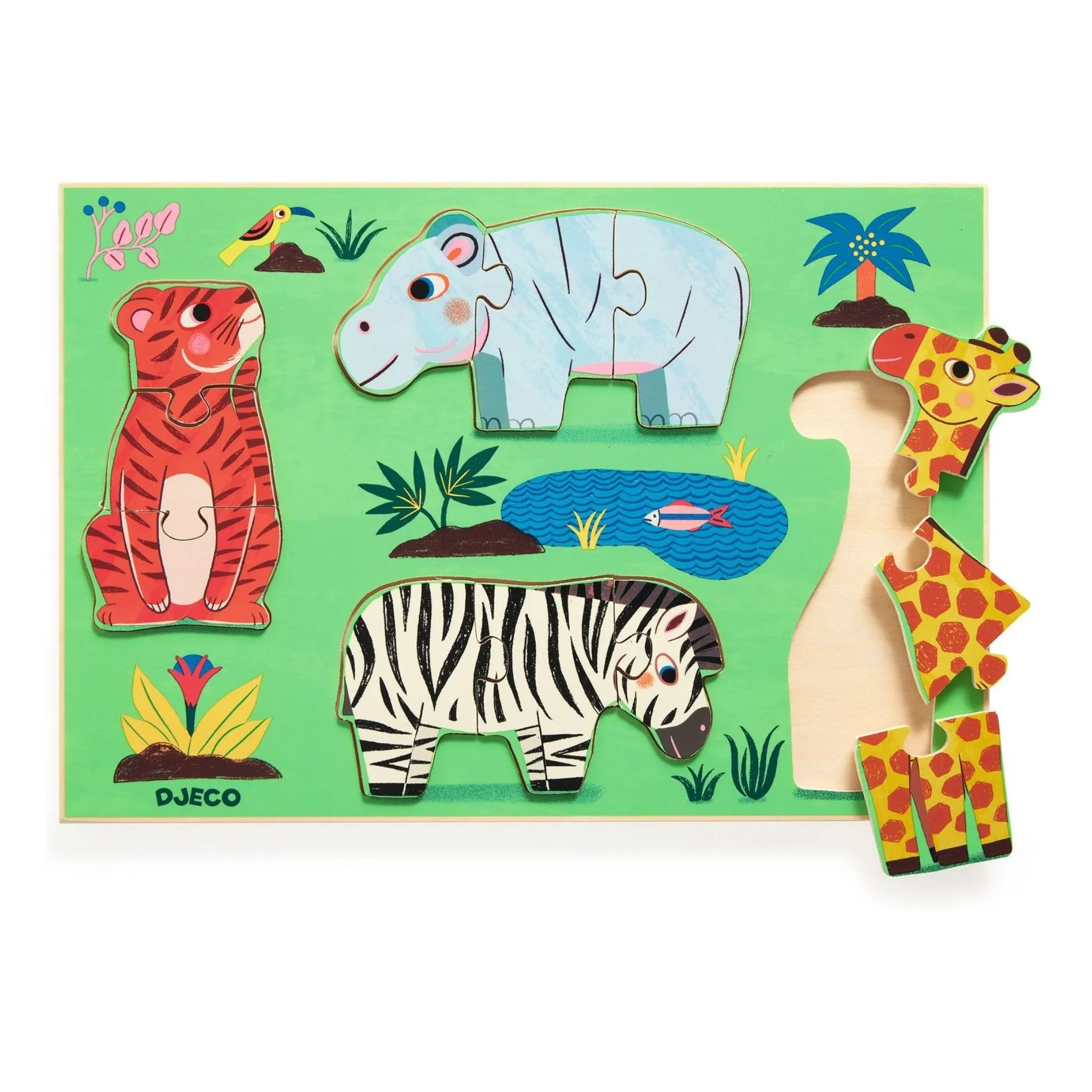 Djeco Multicoloured Cuckoo Tiger Wooden Puzzle