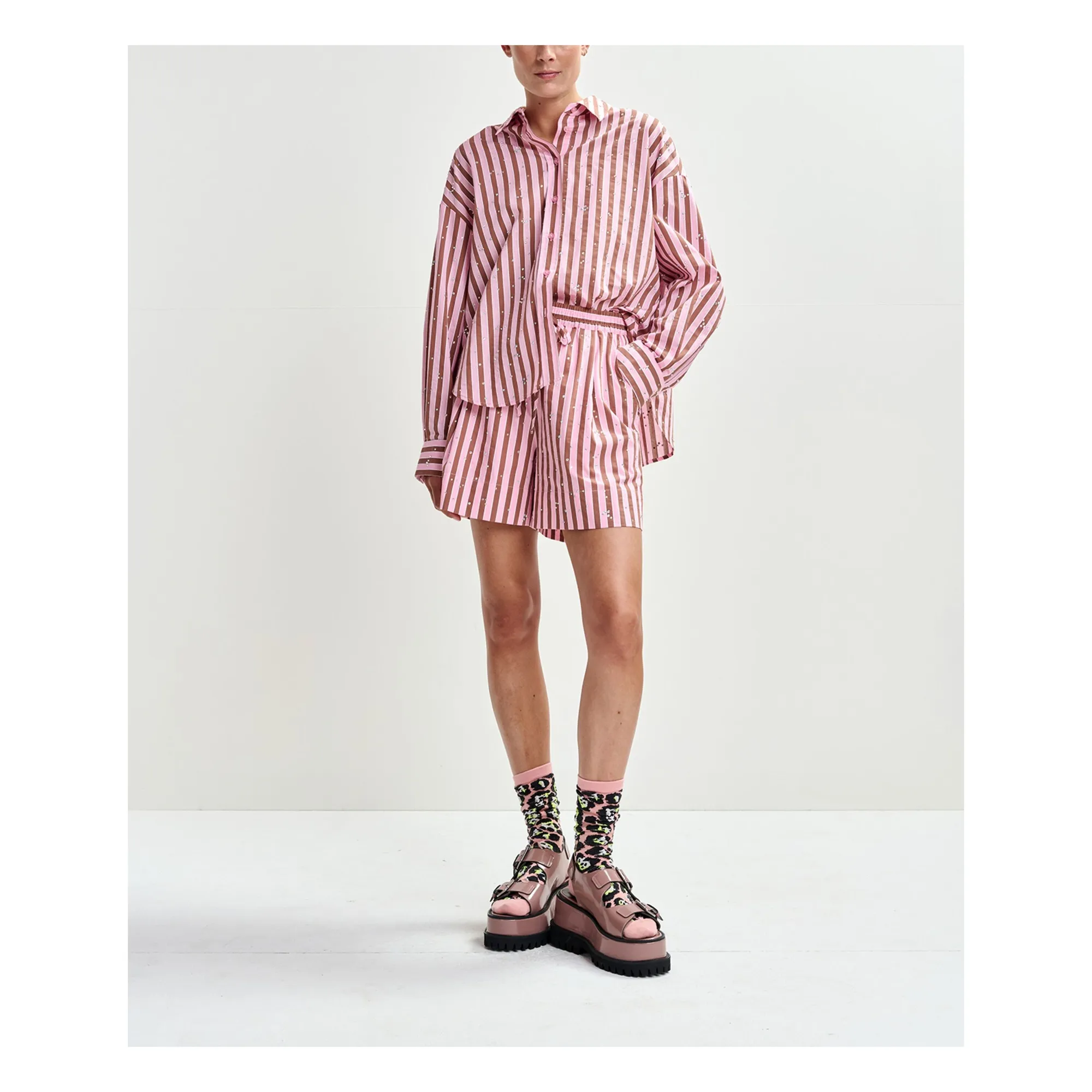 Short Rayures Jeeuw | Rose- Image produit n°1