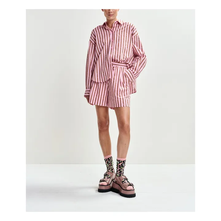 Pantalones cortos a rayas Jeeuw | Rosa- Imagen del producto n°1