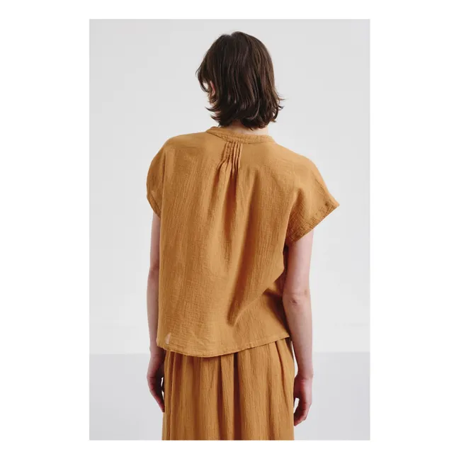 Blusa de manga corta de gasa de algodón orgánico | Albaricoque