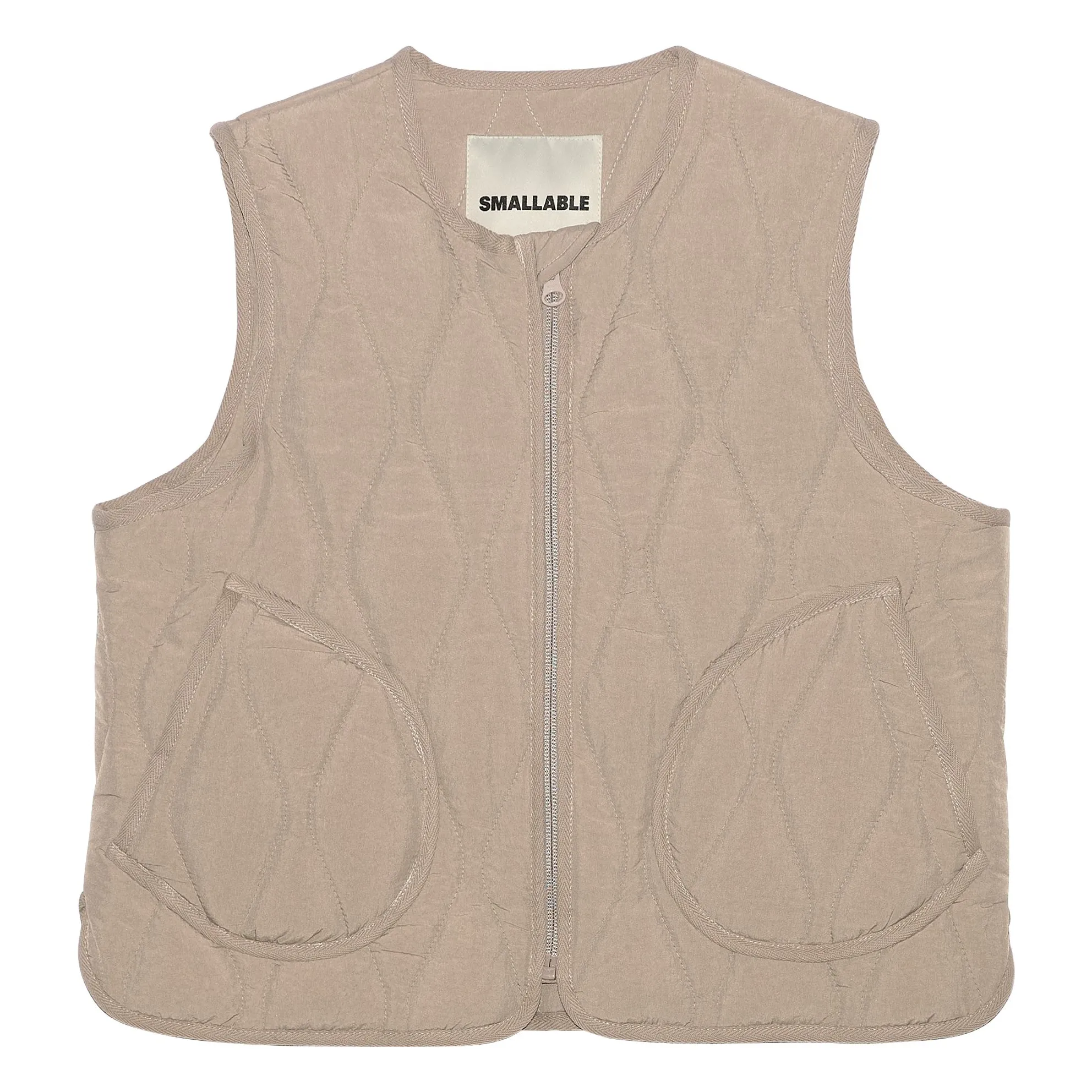 Smallable Kid Taupe Grey Sleeveless Quilted Cheer Jacket