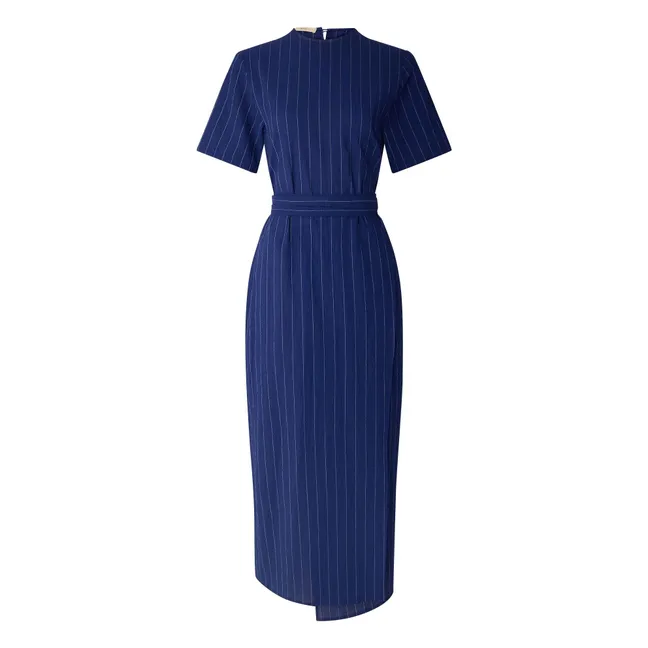 Vestido de rayas de algodón Lazula | Azul Marino
