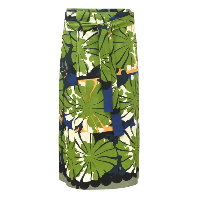 Falda Zoé Poppy de popelina de algodón | Verde Oscuro