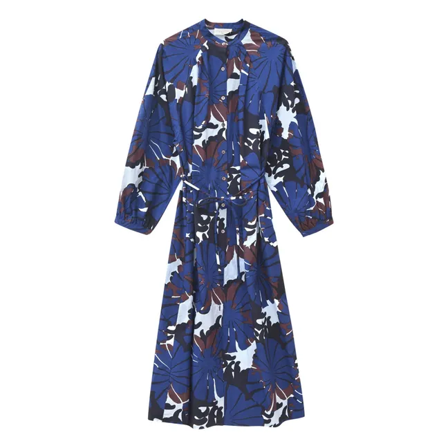 Robe Eulalie Pavot Popeline de Coton | Bleu