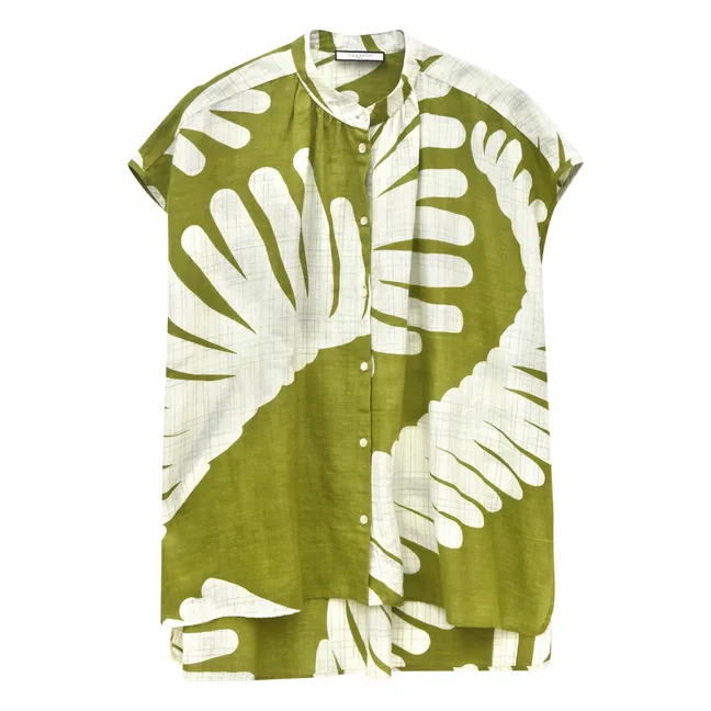 Haut Adèle Palme Coton | Vert kaki