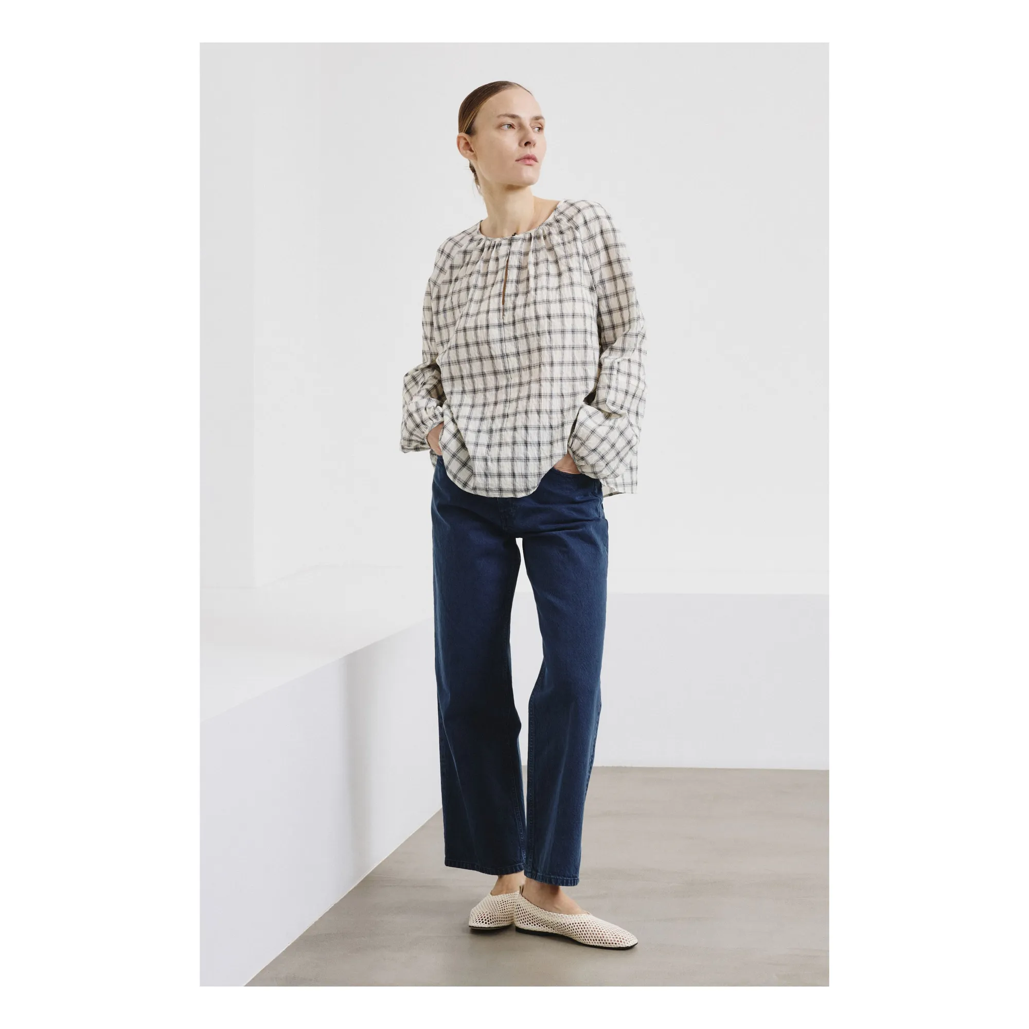 Pomandère Cream Cotton Stripes Blouse
