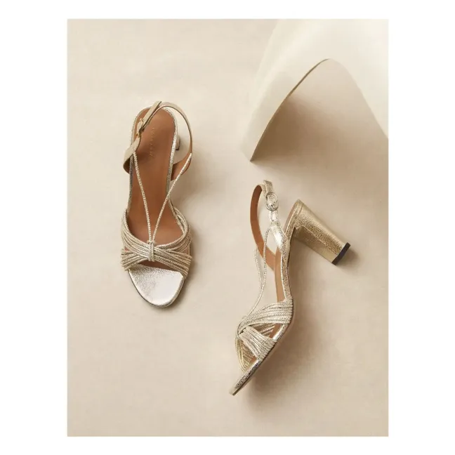 Sandales n°778 Cuir Craquelé | Argenté
