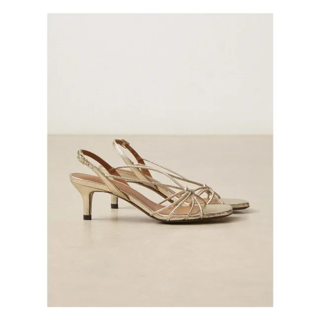 Sandales n°470 Cuir Craquelé | Argenté