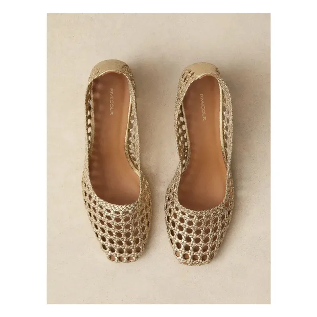 Zapatos de salón n°528 Piel Craquelé | Dorado