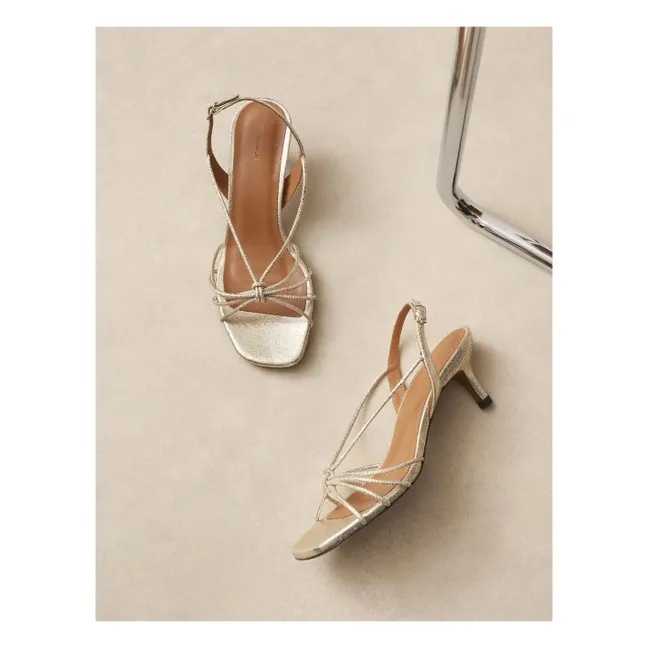 Sandales n°470 Cuir Craquelé | Argenté