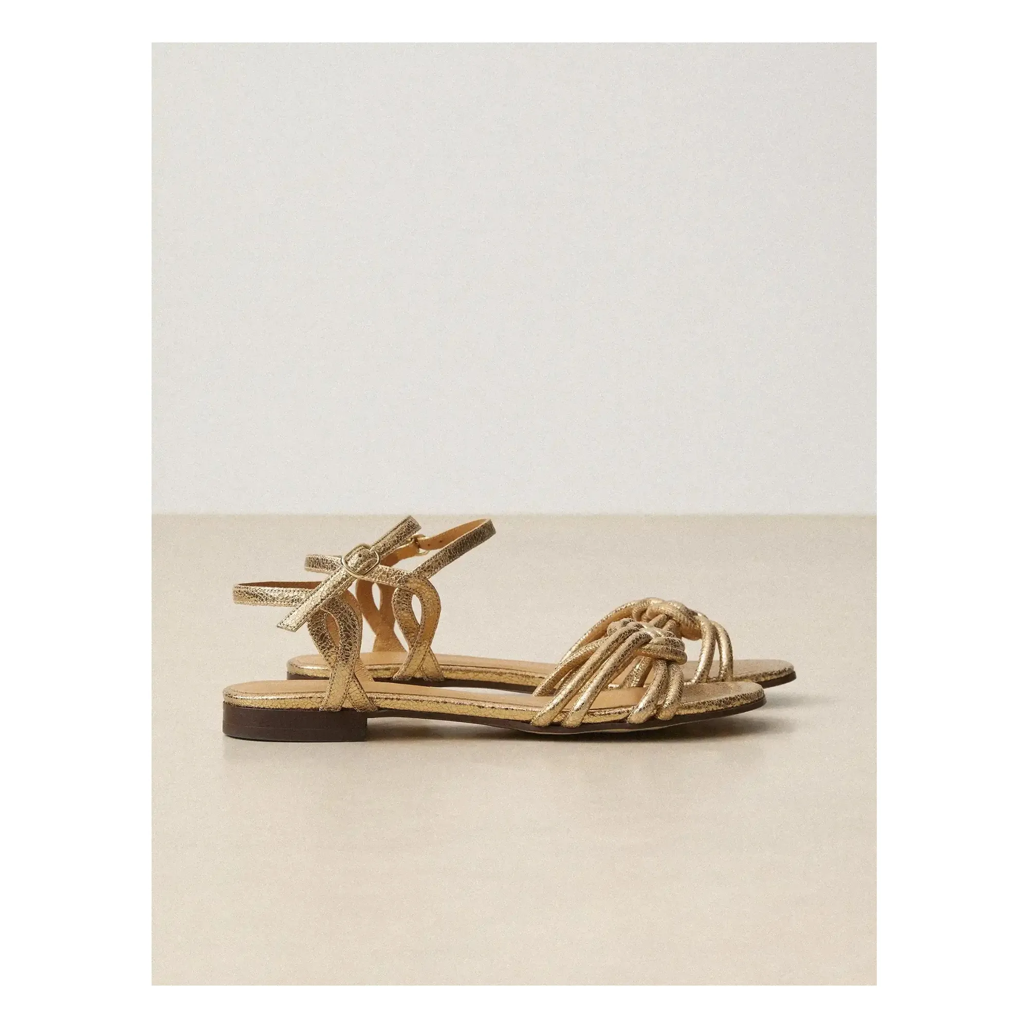Rivecour Gold Sandals N°112 Craquelé Leather