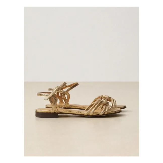 Sandales n°112 Cuir Craquelé | Doré
