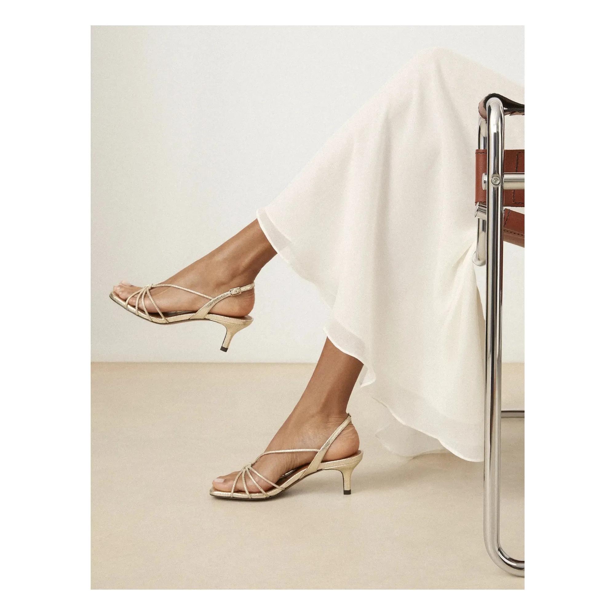Rivecour Silver Sandals N°470 Craquelé Leather