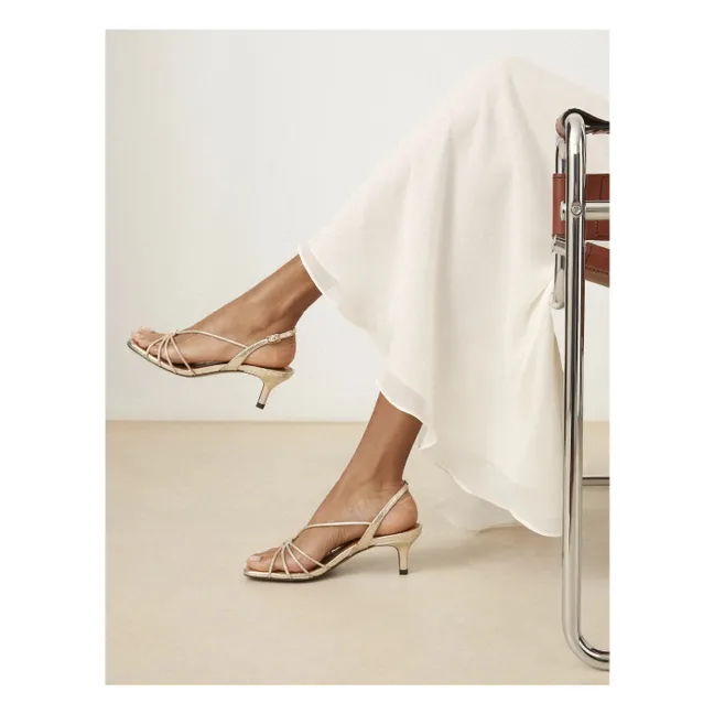 Sandales n°470 Cuir Craquelé | Argenté