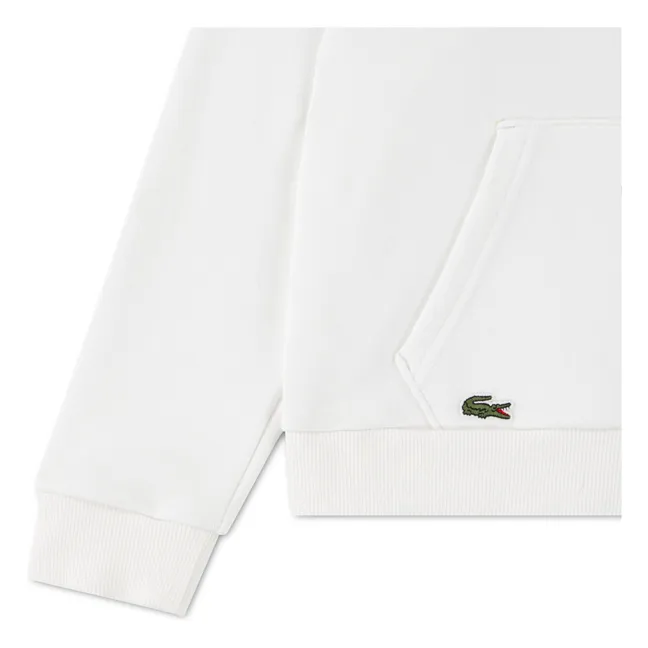 Sudadera con capucha bordada con logotipo Algodón orgánico | Blanco