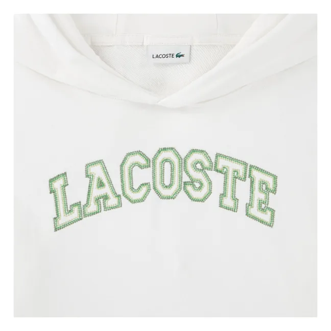 Sudadera con capucha bordada con logotipo Algodón orgánico | Blanco