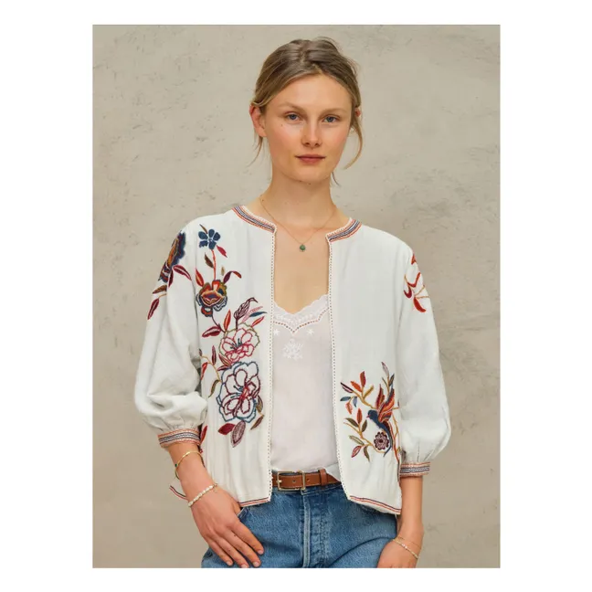 Veste Brodée Ori Coton | Rouge