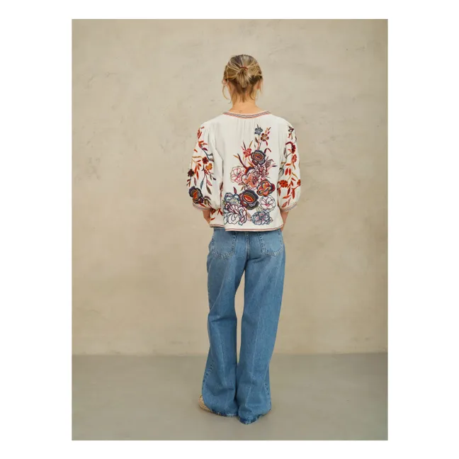Veste Brodée Ori Coton | Rouge