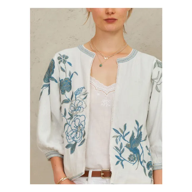Veste Brodée Ori Coton | Bleu