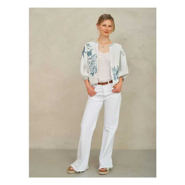 Veste Brodée Ori Coton | Bleu