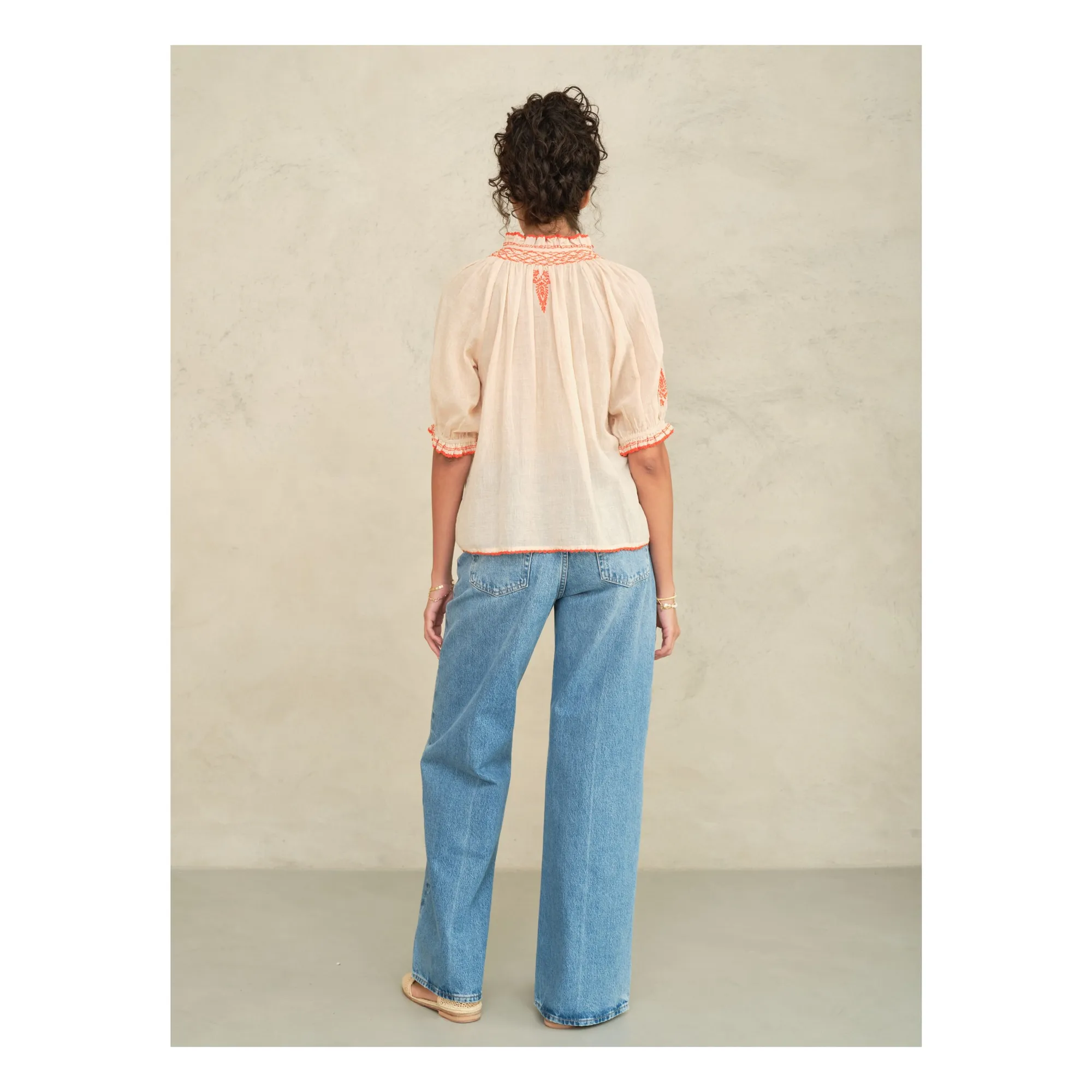 Blouse Talia Coton | Corail Orange- Image produit n°2