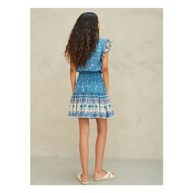 Vestido estampado de algodón Myla | Azul